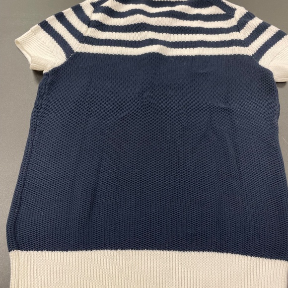 NWT Brooks Brothers' red fleece' navy stripe short sleeve sweater /Medium - Picture 8 of 13